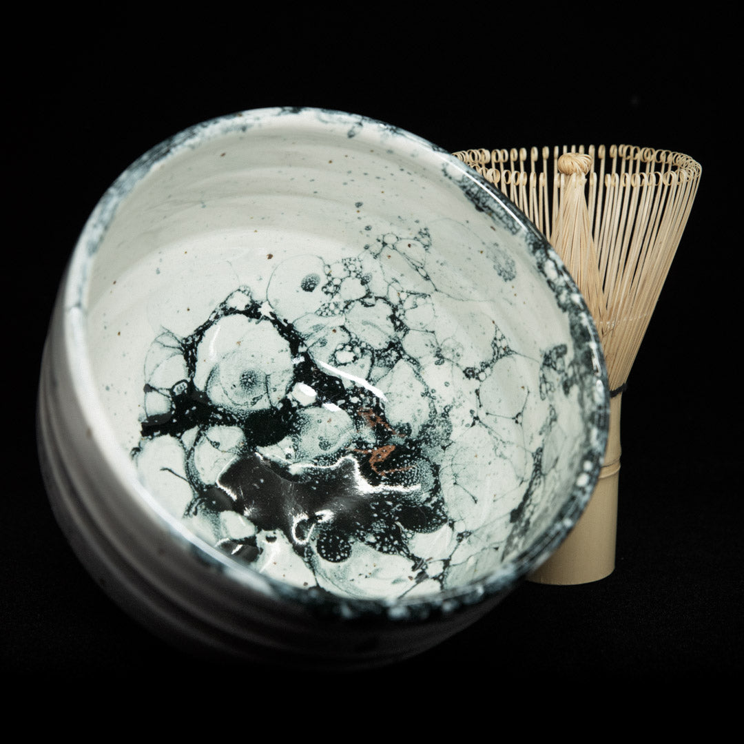 Matcha bowl in black bubble glaze #25-2