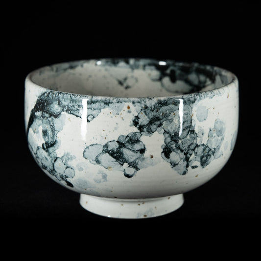 Matcha bowl in black bubble glaze #25-1