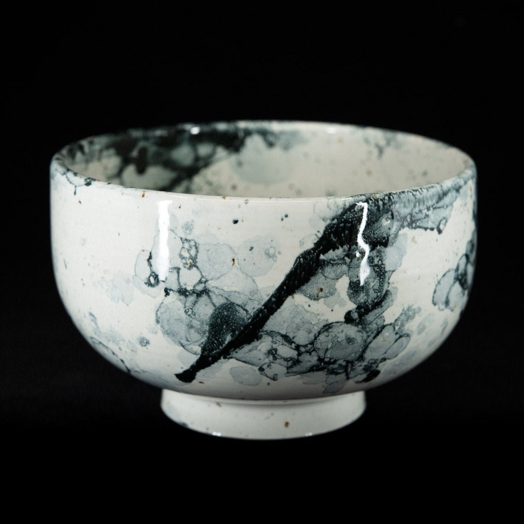 Matcha bowl in black bubble glaze #25-1