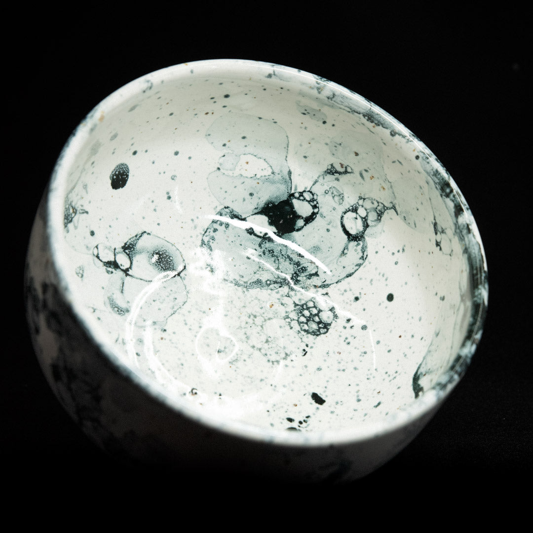 Matcha bowl in black bubble glaze #25-1
