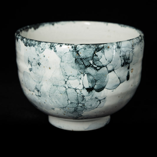 Matcha bowl in black bubble glaze #25-2