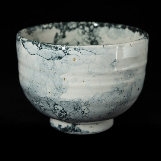 Matcha bowl in black bubble glaze #25-2